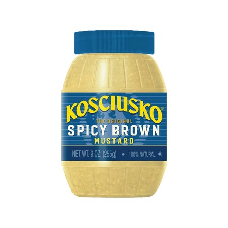 PLOCHMANS 9 oz Spicy Brown Kosciusko Mustard KOSBROWNBARREL9